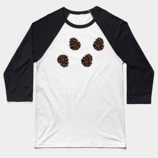 Simple cartoon pinecone pattern digital illustration, autumn nature trees woody Baseball T-Shirt